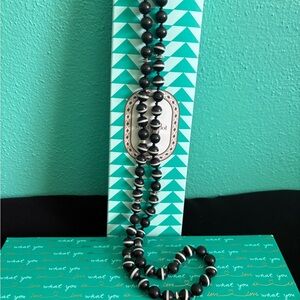 Stella and Dot Black and White Beaded Necklace